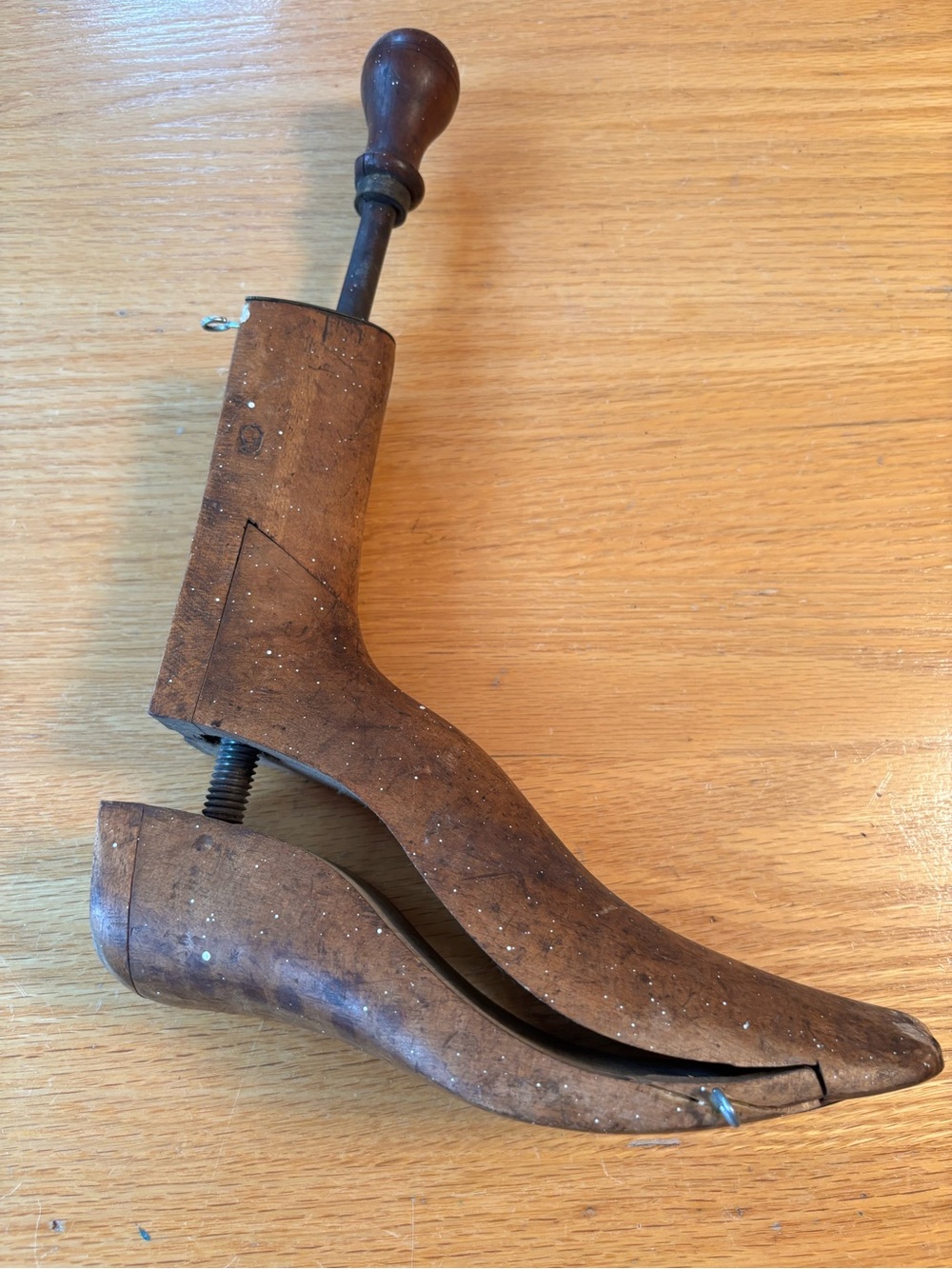 Wooden Shoe Form / Last with Crank Handle